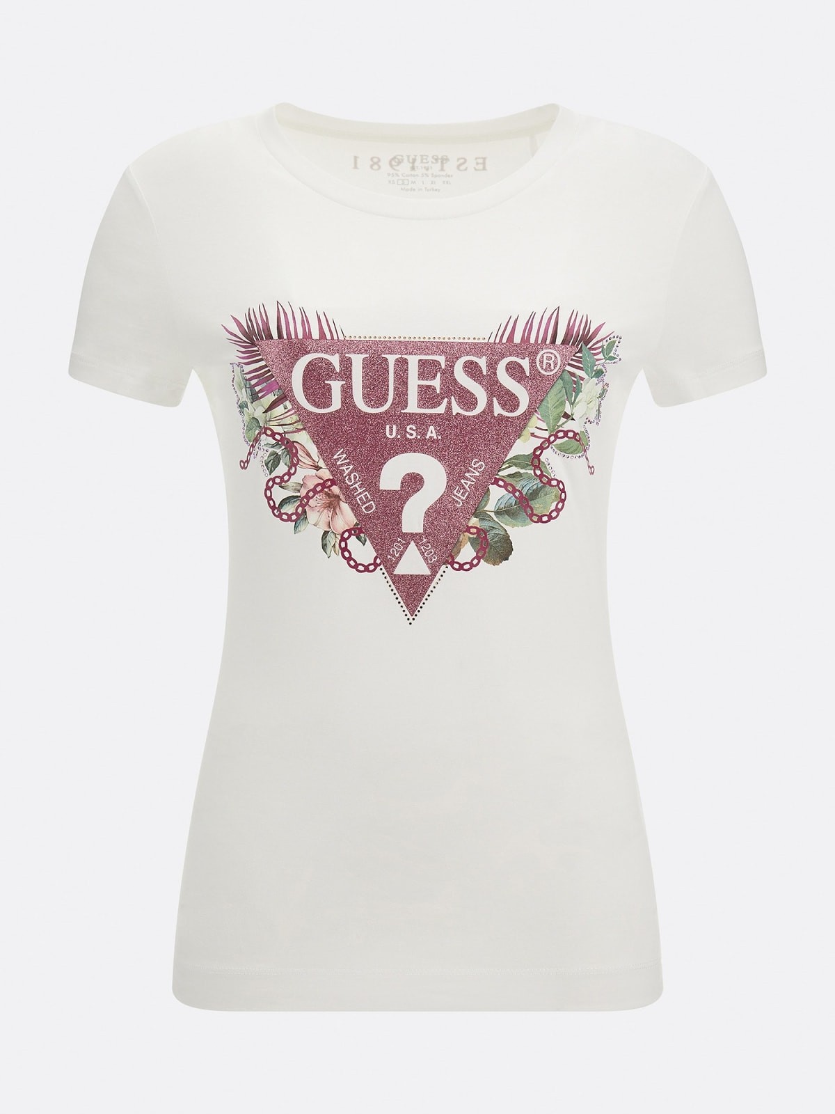 Guess - T-shirt z trójkątnym logo